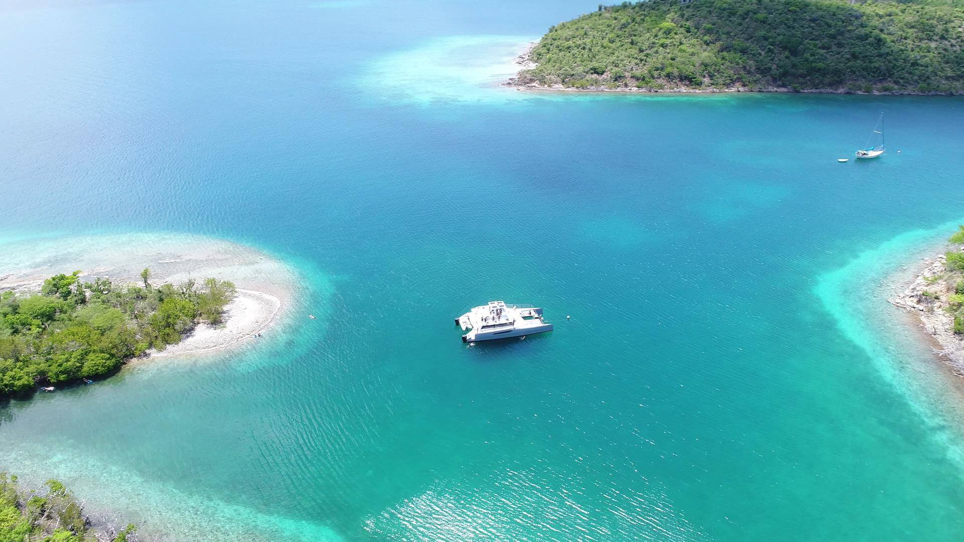 A private charter on Voodoo, tucked between the islands.